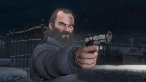 Trevor Pointing a gun